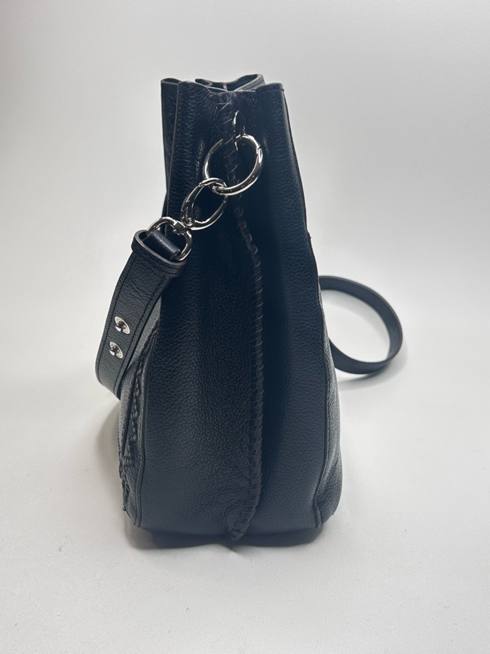 BRIGHTON Interlok Georgia Convertible Hobo BLACK $565 Pebbled Leather Celtic EUC - Picture 4 of 13